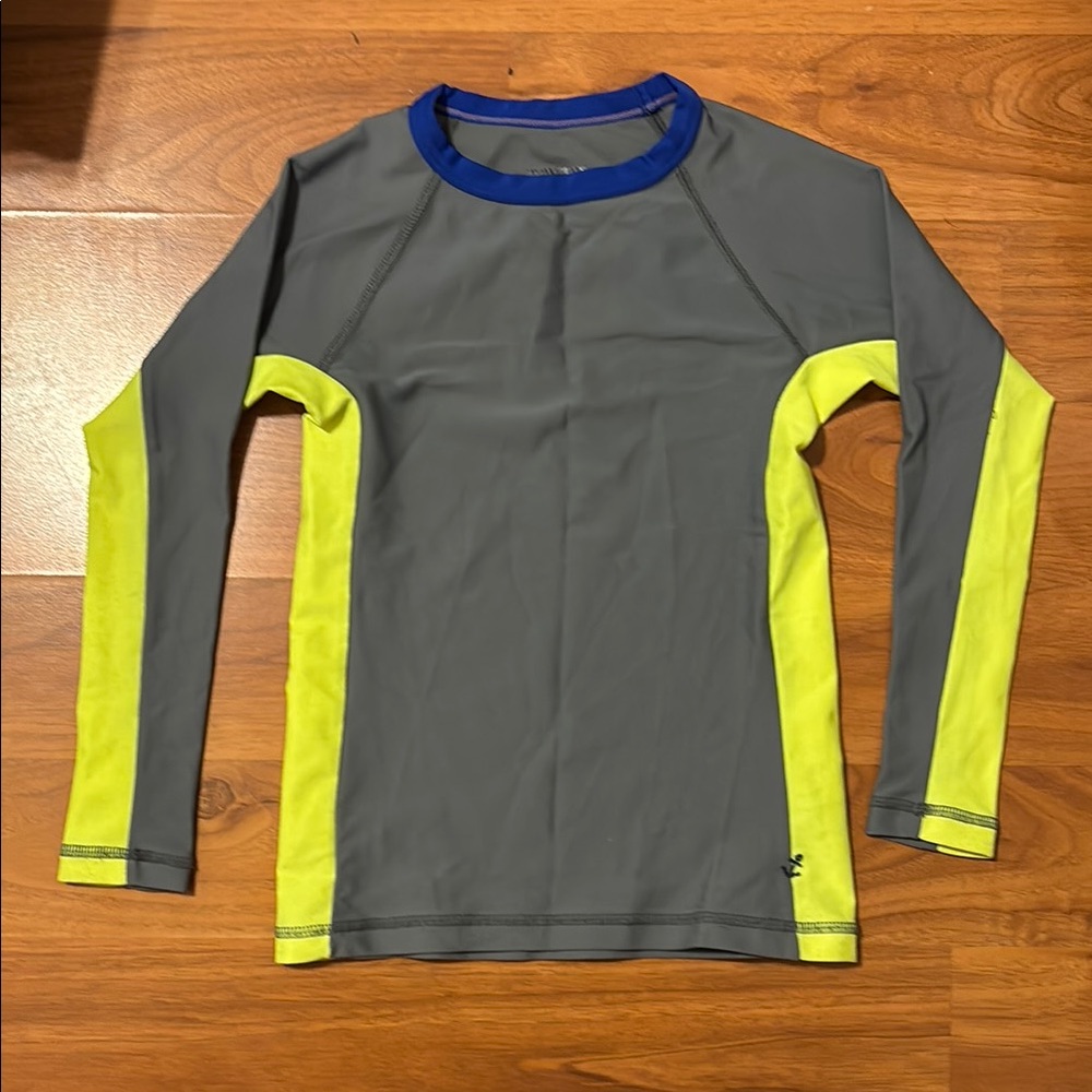 J. Crew Gray and Yellow Rashguard Swim Shirt